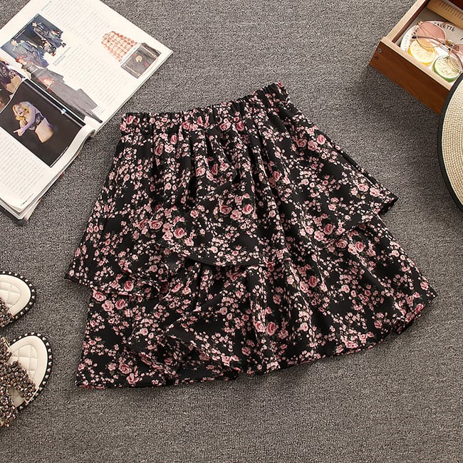 【set】大人らしい 2点セットトップス+花柄スカート　M17212