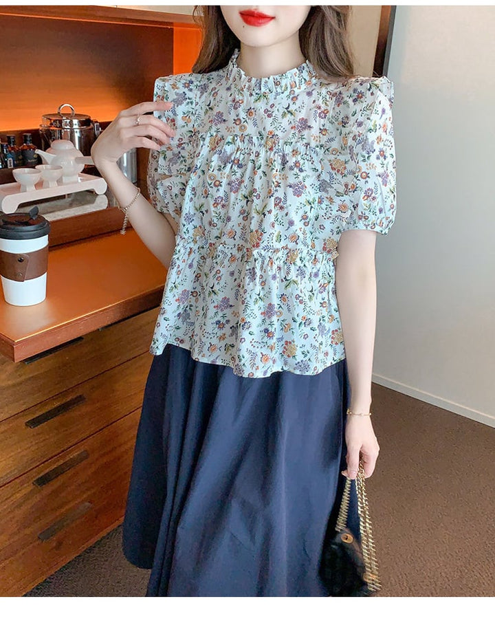 【set】人気を独占中 2点セット花柄シャツトップス+スカート　M17084