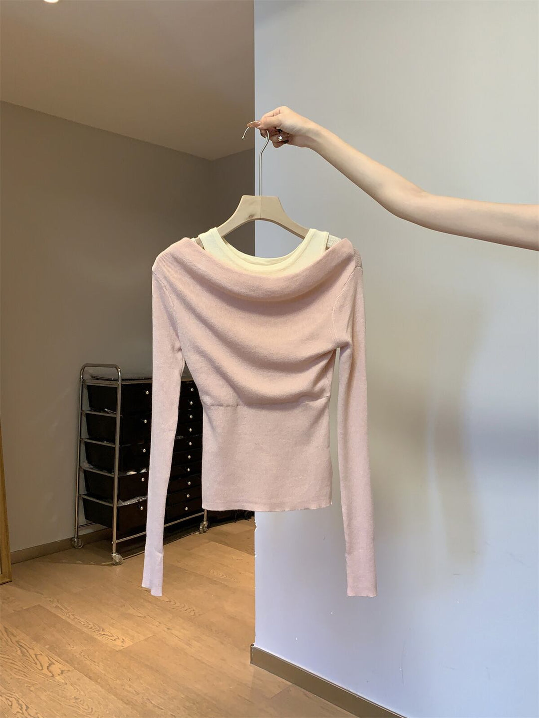 【tops】ドッキングニットトップス　M29002
