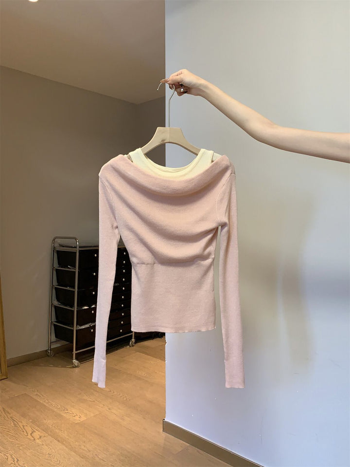 【tops】ドッキングニットトップス　M29002