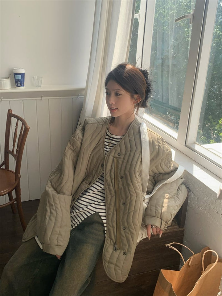 【outer】ラウンドネックショートダウン　M28264