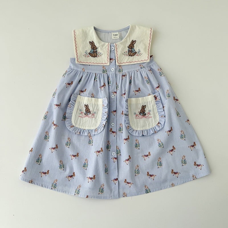【kids】バニー刺繍ワンピース K0550