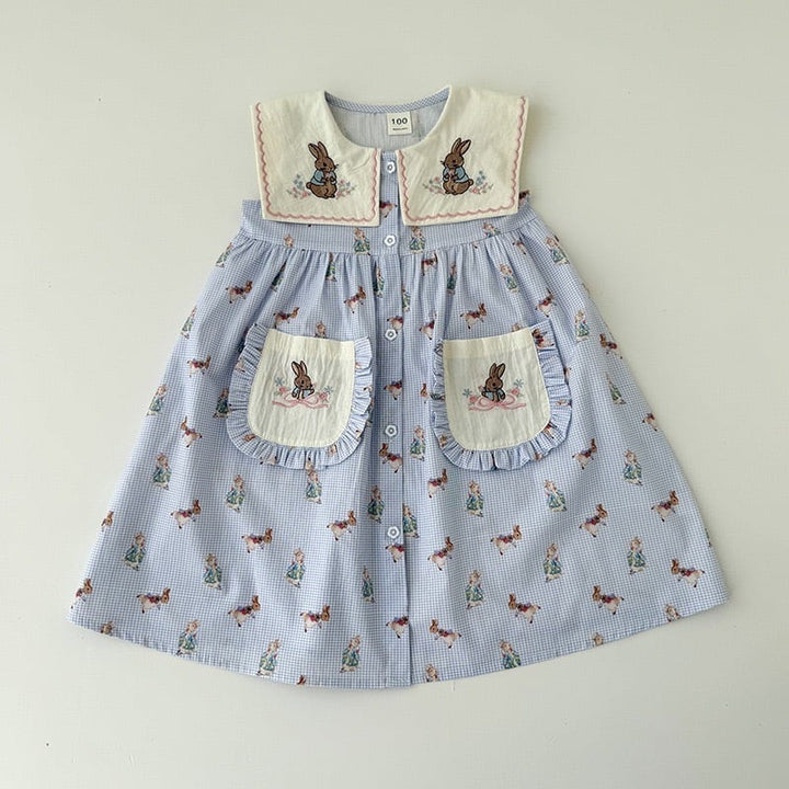 【kids】バニー刺繍ワンピース K0550