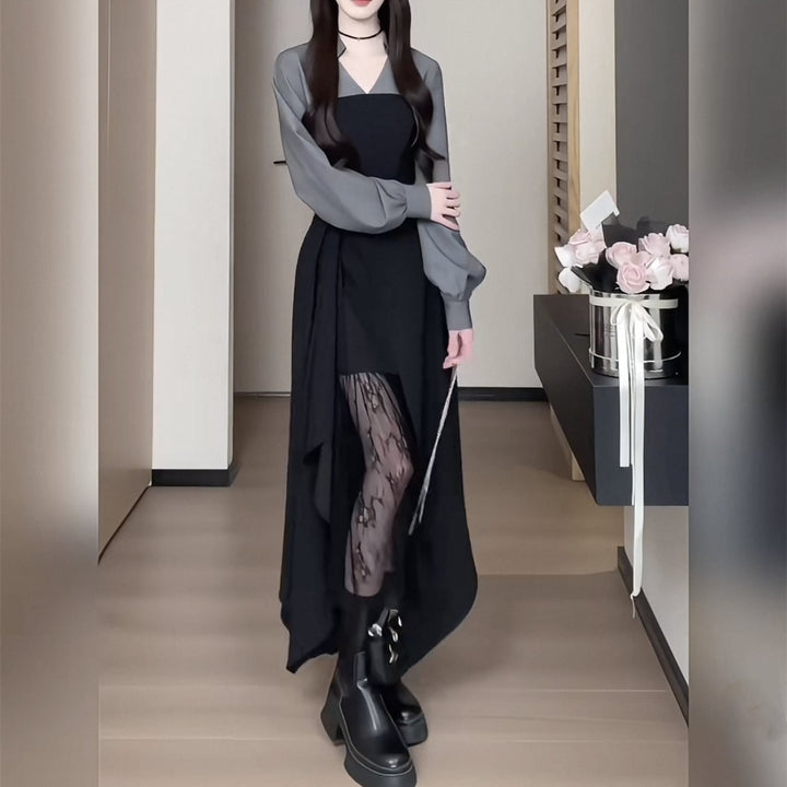 【dress】レースドッキングイレヘムワンピース　N3296