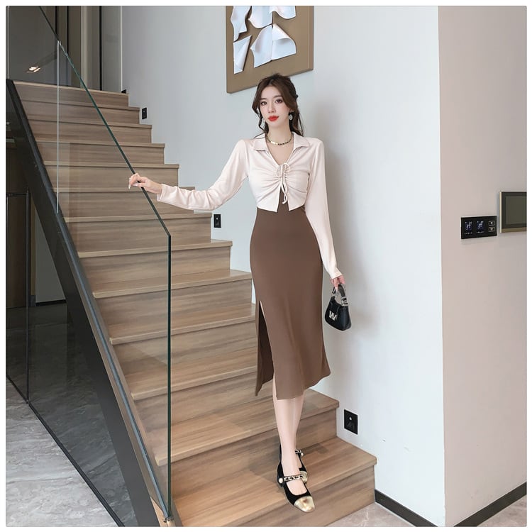 【dress】好感度UP切り替えスリットデートワンピース　M17625