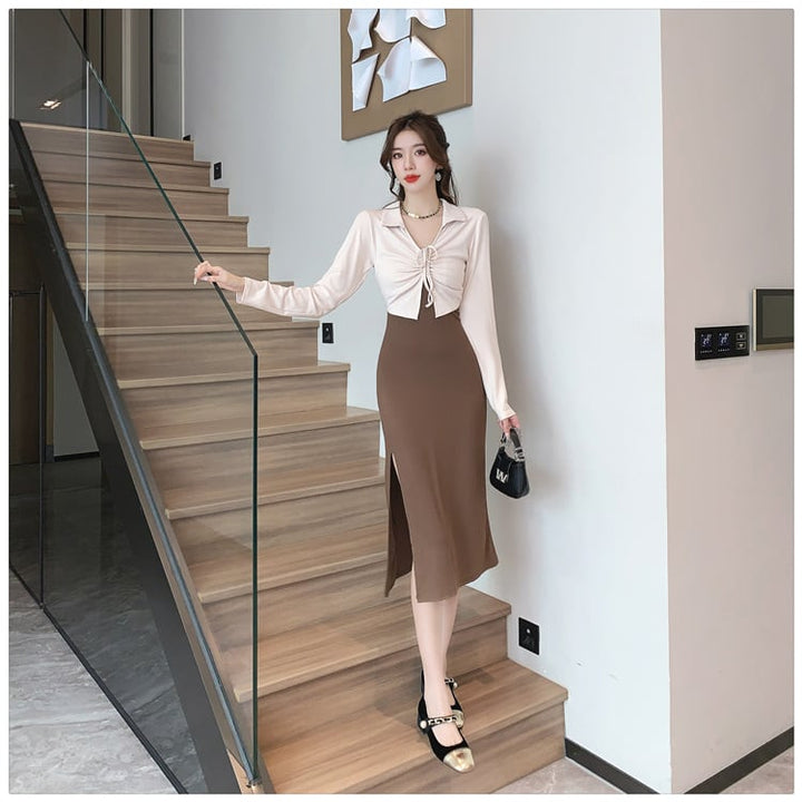 【dress】好感度UP切り替えスリットデートワンピース　M17625