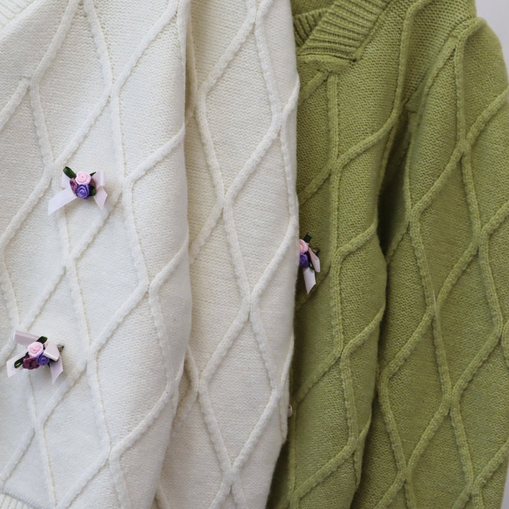 【outer】ボタンデザインニットカーデ　M18178