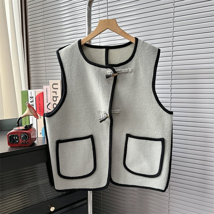 【tops】アウトポケットニットジレ　M18315
