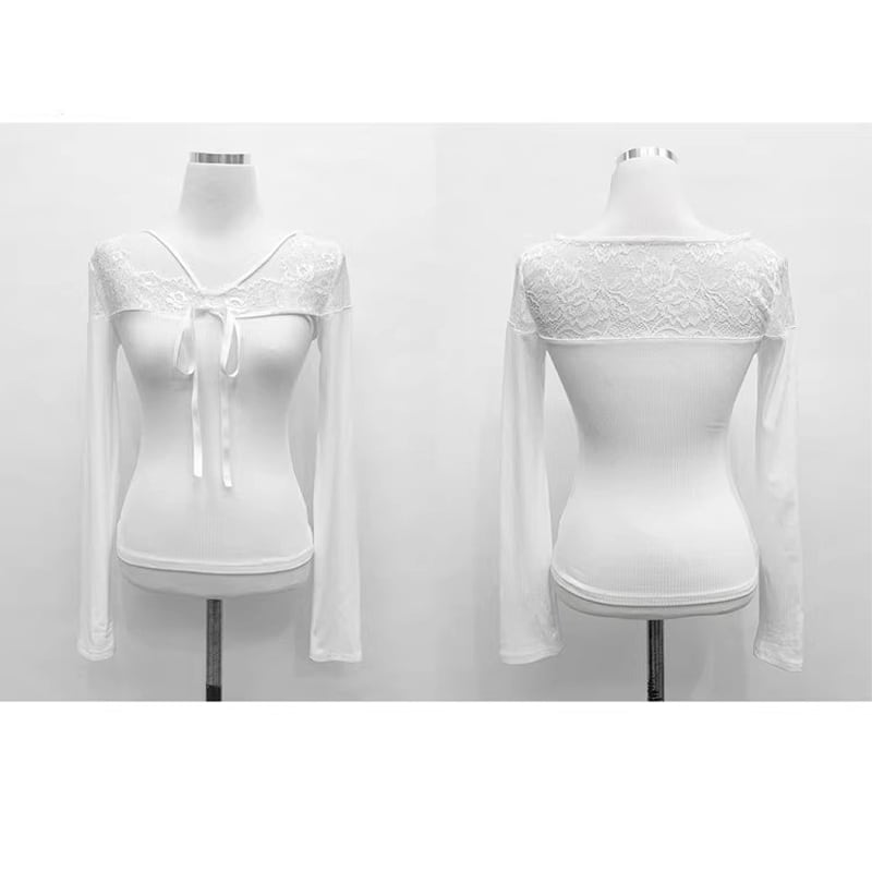 【tops】レースドッキングトップス Q7755