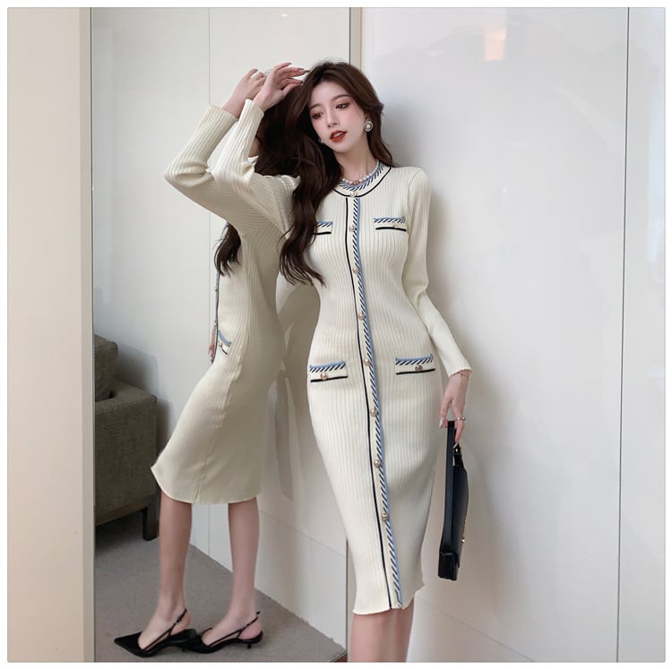 【dress】目立つ！エレガントニットワンピース　M17624