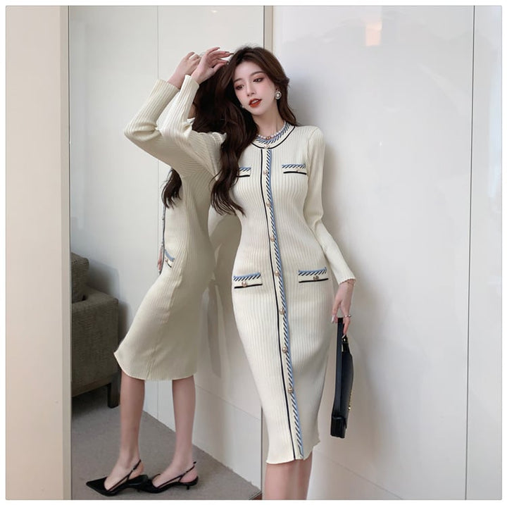 【dress】目立つ！エレガントニットワンピース　M17624