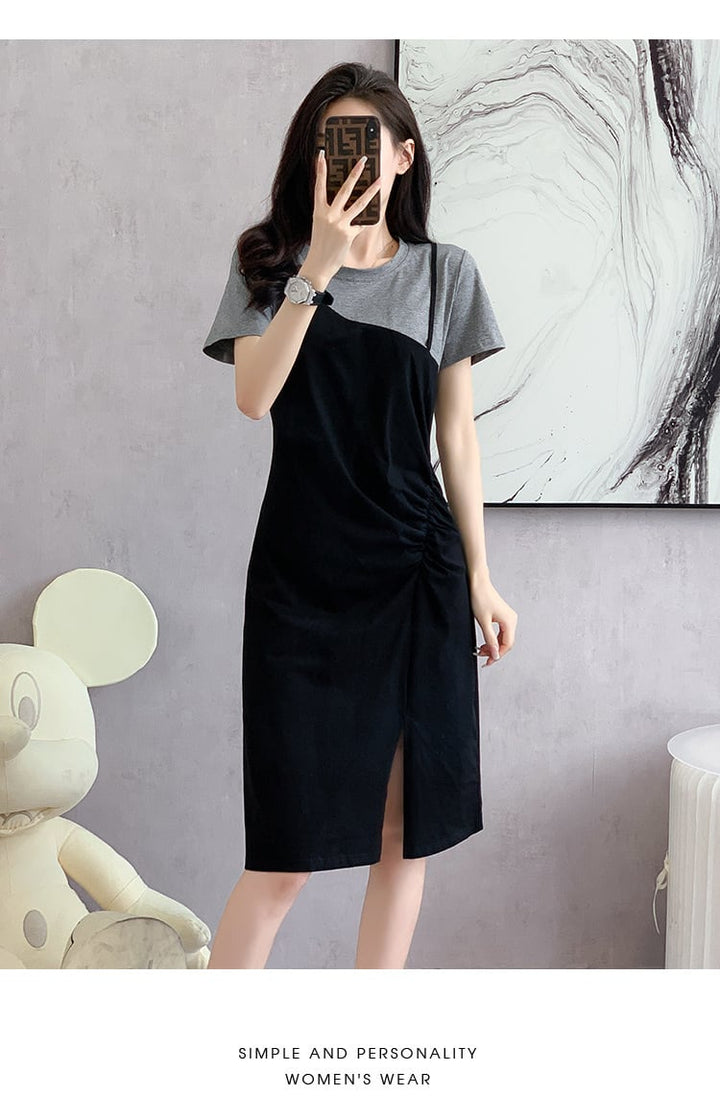 【dress】目立つ！カジュアルTシャツワンピースゆったり　M17225