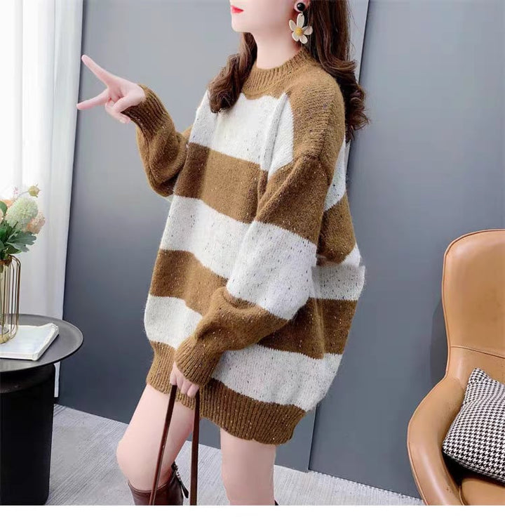 【tops】ボーダー柄ニットセーター　M26468