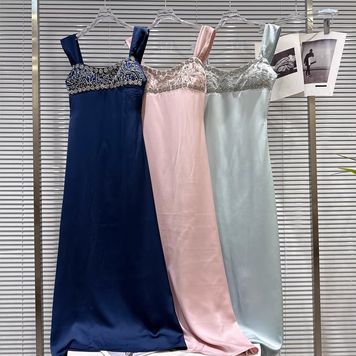 【dress】ラインストーン付きキャミワンピース Q7984