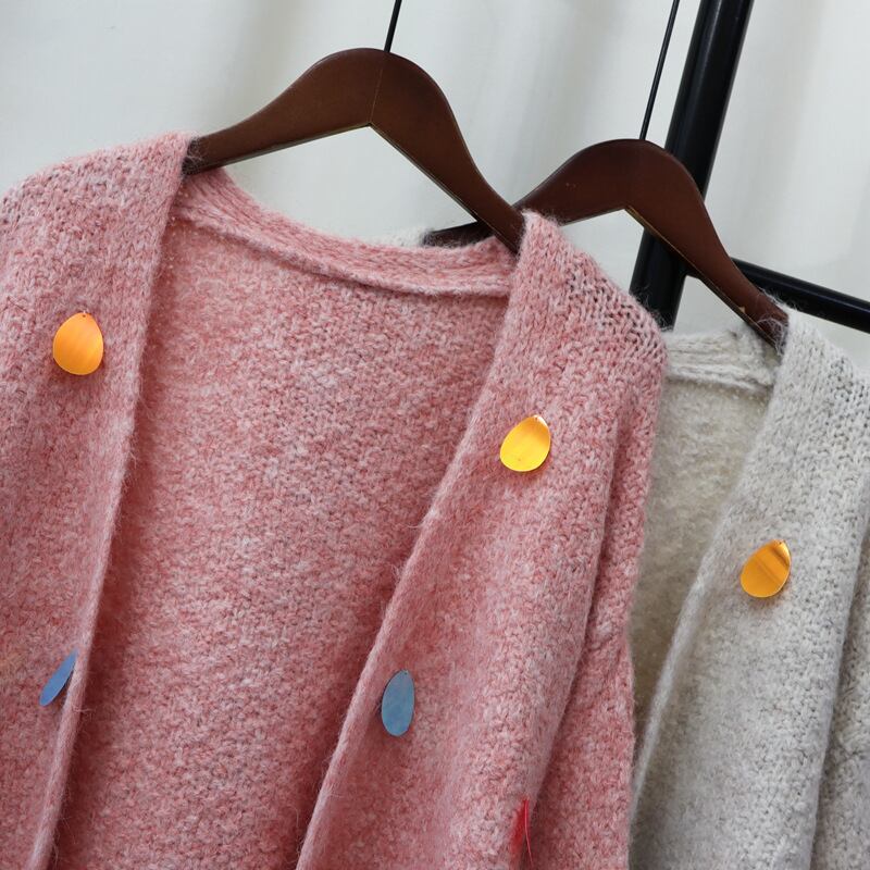 【outer】スパンコールニットカーデ　M28600
