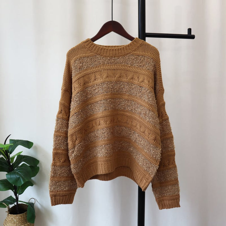 【tops】ボーダー柄ニットセーター　M26162