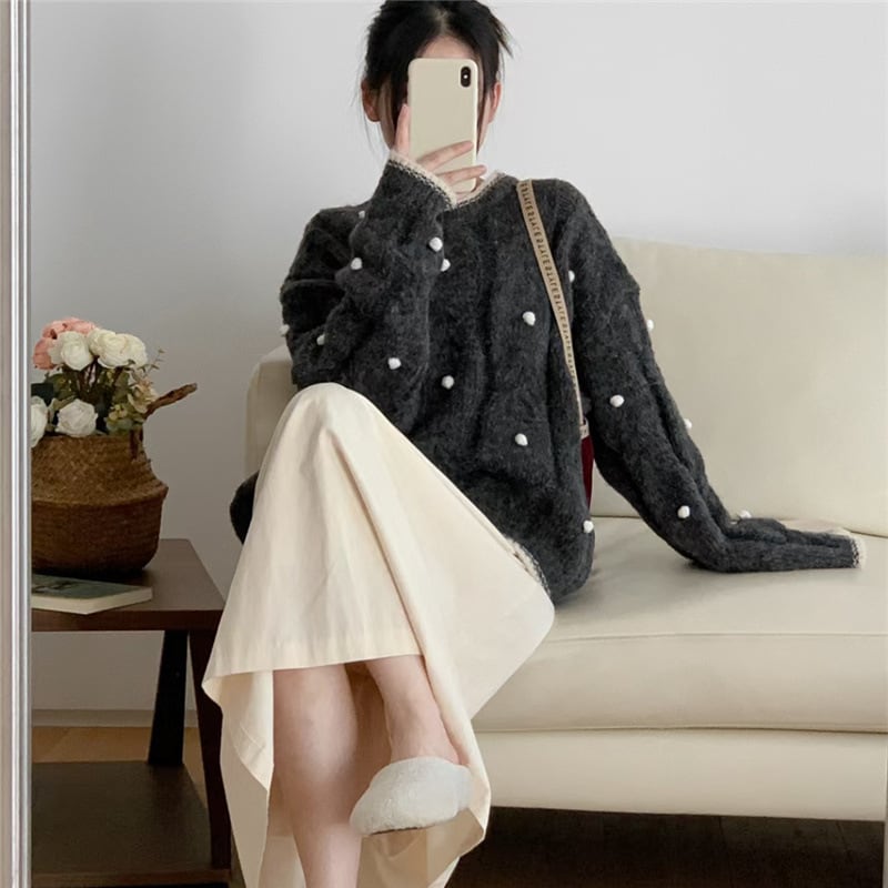 【tops】クルーネックニットセーター　M17982