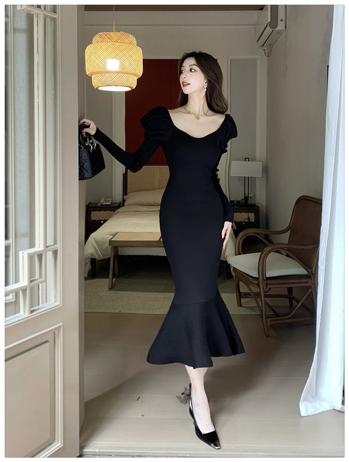 【dress】ニットマーメイドワンピース　M26967