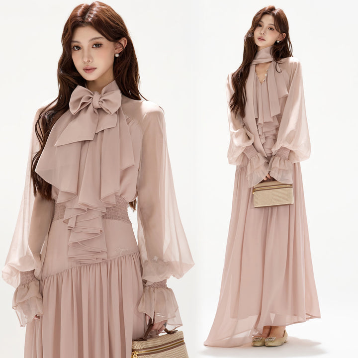 【dress】ボウタイロングワンピース　N3492