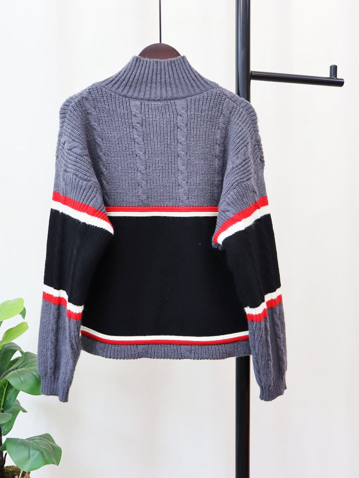 【tops】ハイネックファスナーニットセーター　M18069