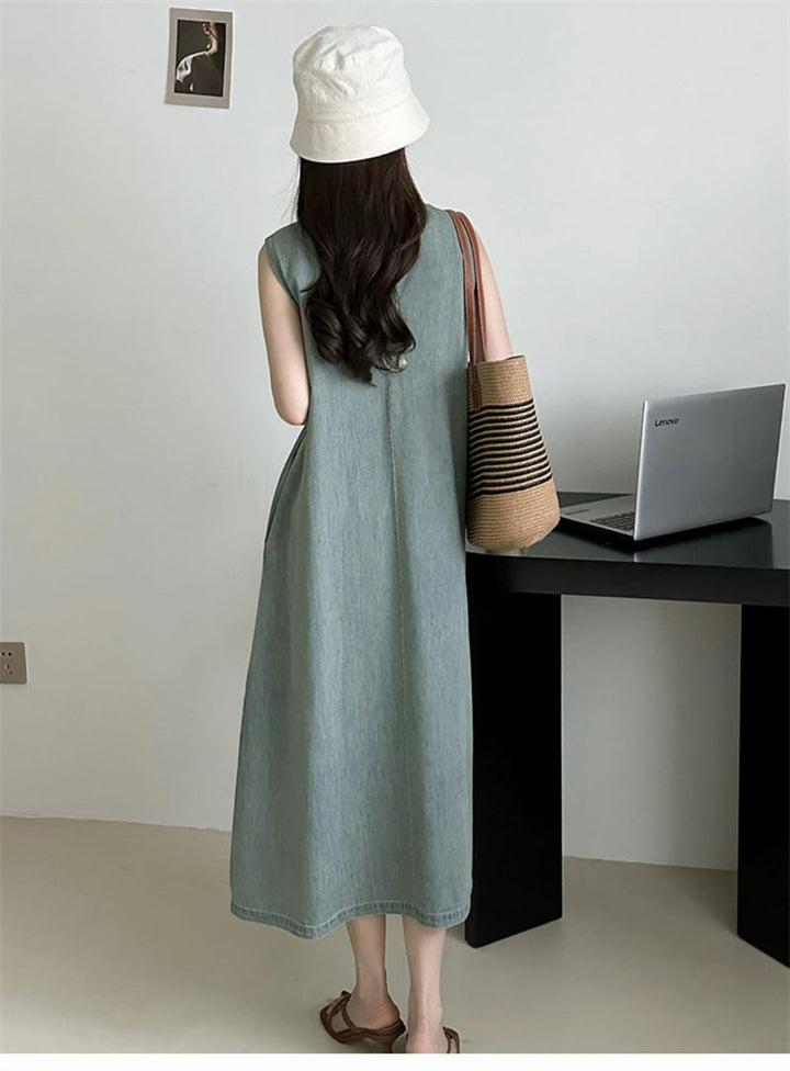 【dress】ノースリーブデニムワンピース　M24025