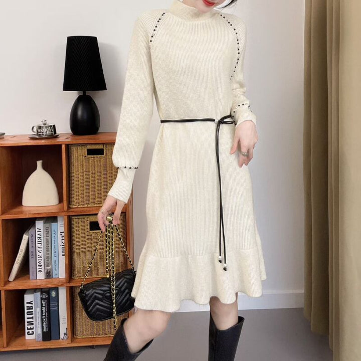 【dress】ハイネックニットワンピース Q7035
