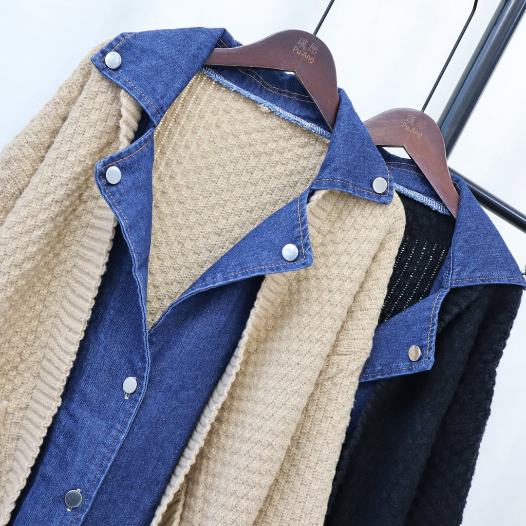 【outer】デニムドッキングニットカーデ　M18073