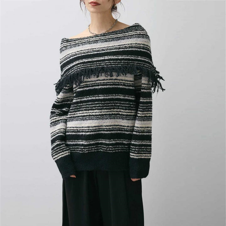 【tops】オフショルダーニットセーター　M29326