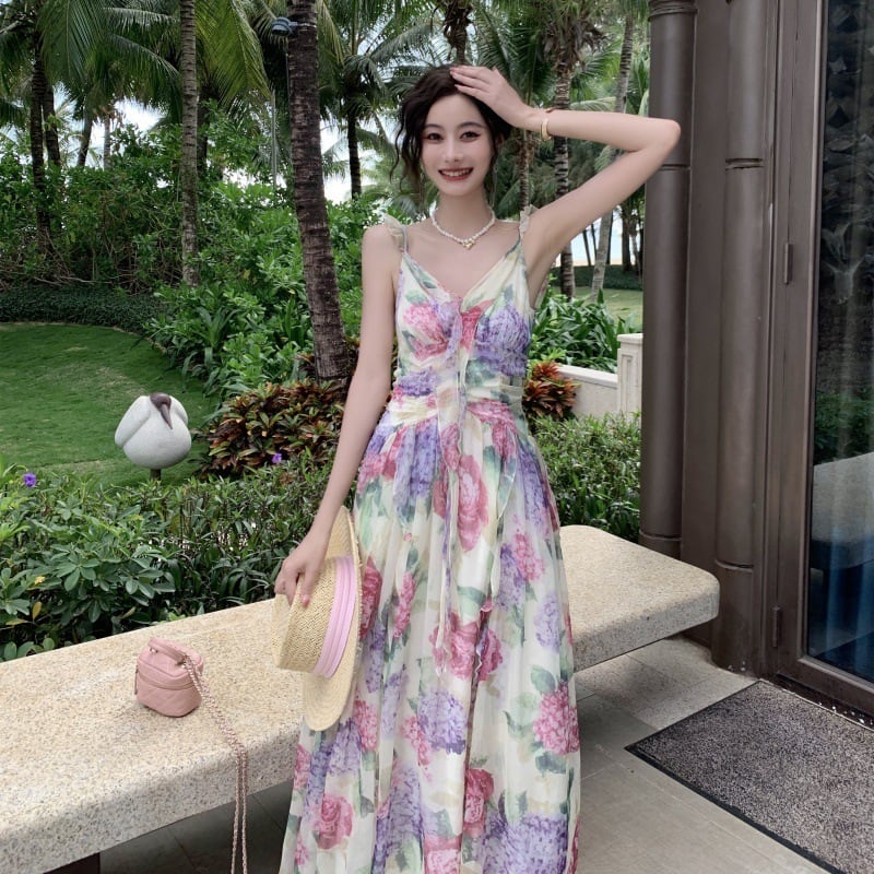 【dress】優しい雰囲気スウィート花柄キャミワンピース　M17457