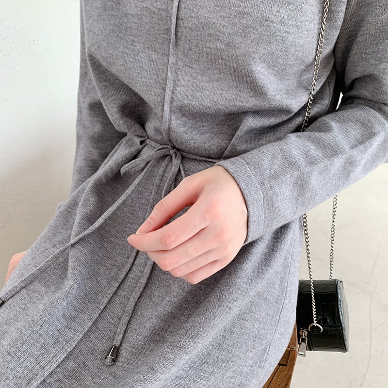 【dress】目立つ！ハイネック無地ニットワンピース　M17663