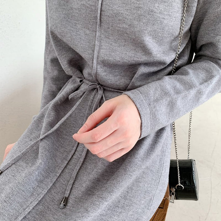 【dress】目立つ！ハイネック無地ニットワンピース　M17663