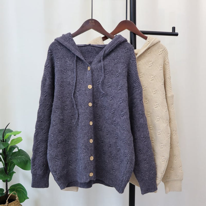 【outer】フード付きニットカーデ　M26133