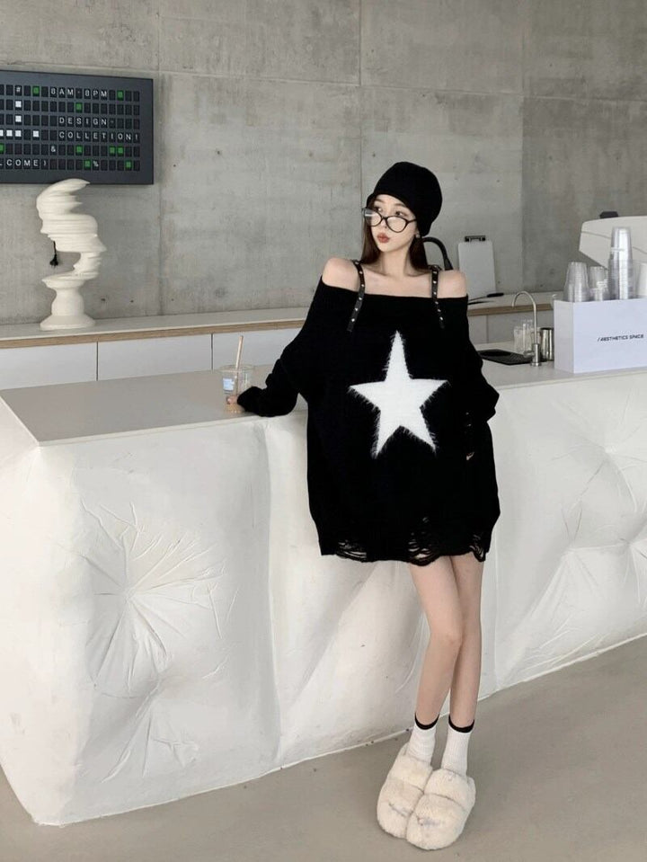 【dress】オフショルダーニットワンピース 　N2154