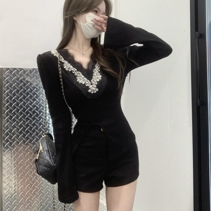 【tops】レース切り替えトップス　M29453