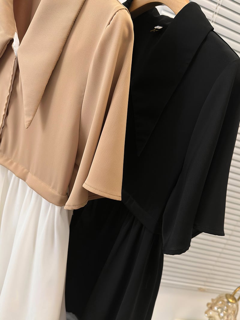 【dress】韓国系超人気切り替えシャツワンピースゆったり　M16780