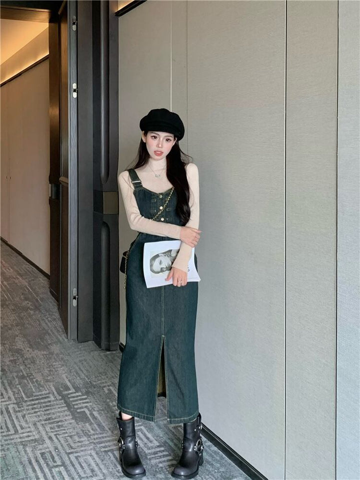 【dress】サロペットデニムワンピース　M27988