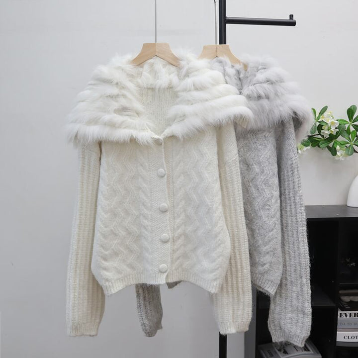 【outer】ファードッキングニットカーディガン Q7030