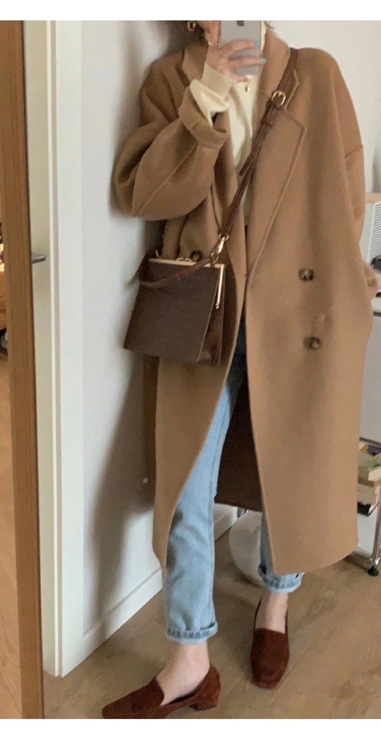 【outer】Vネックカラーコート　M17907