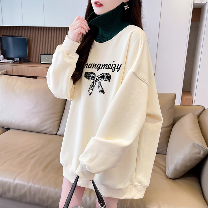 【tops】裹起毛プリントプルオーバー　M28731