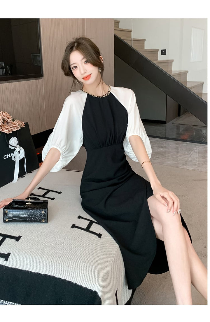 【dress】高級感 エレガント切り替えデートワンピース　M17499