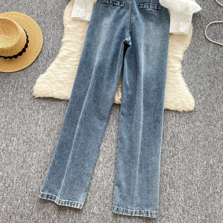 【set】シャツトップス×サロペットデニムパンツセット　M29710
