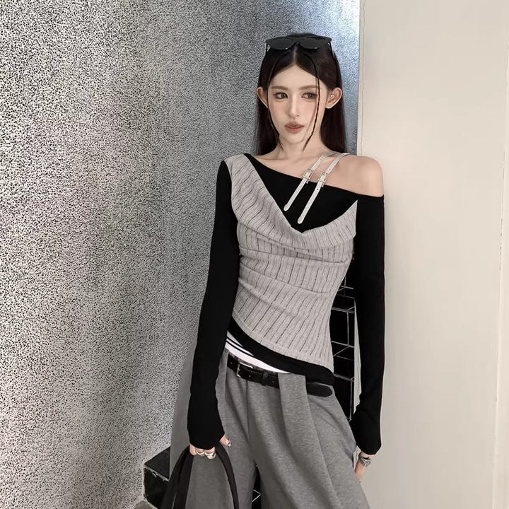 【tops】フェイクレイヤードトップス Q7940