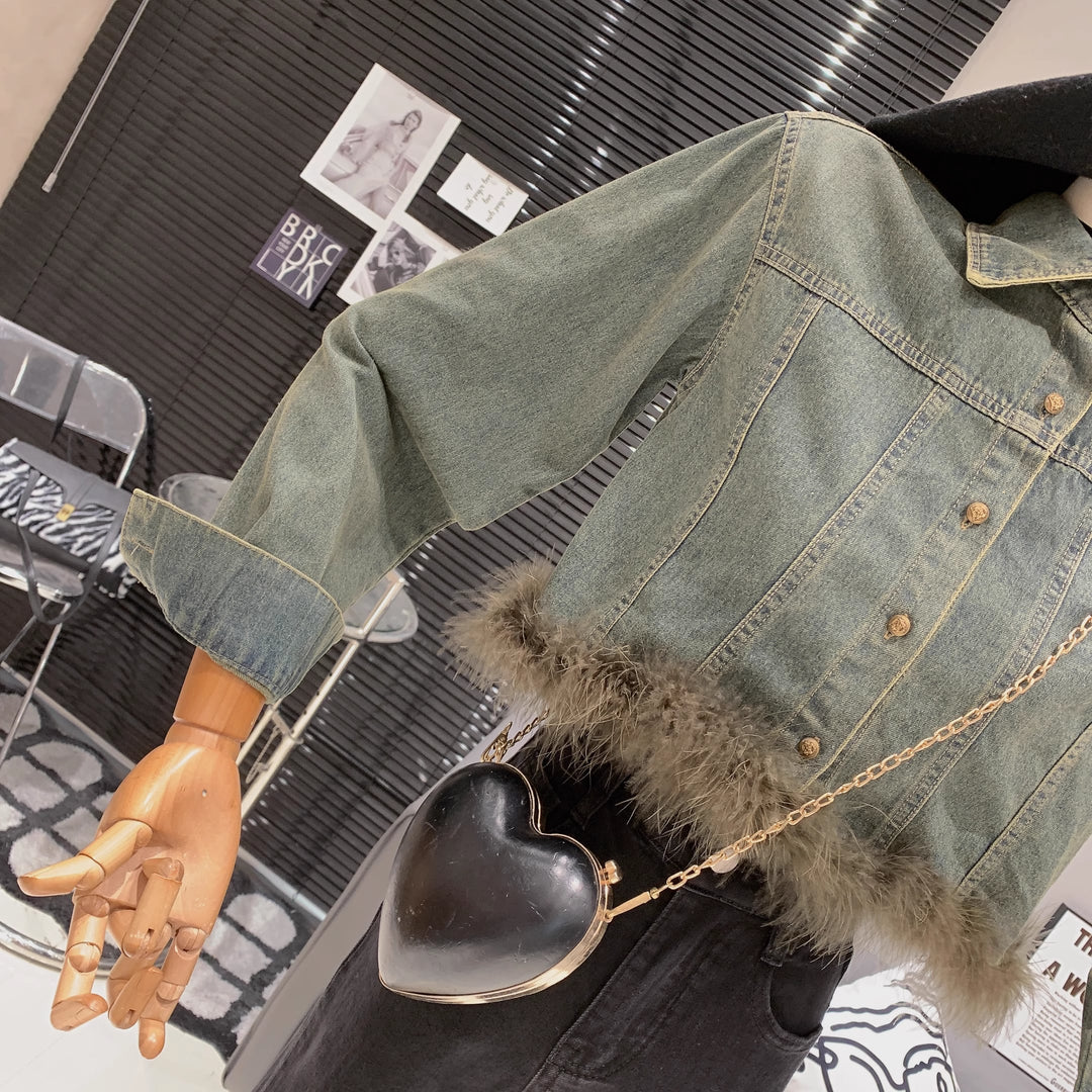【outer】ファーデニムジャケット　M18119