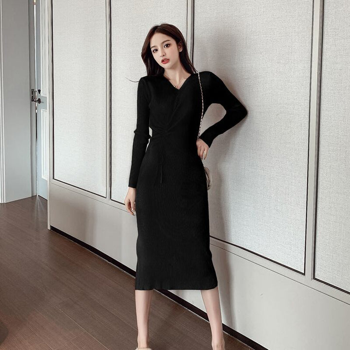 【dress】Vネックニットワンピース　M17513