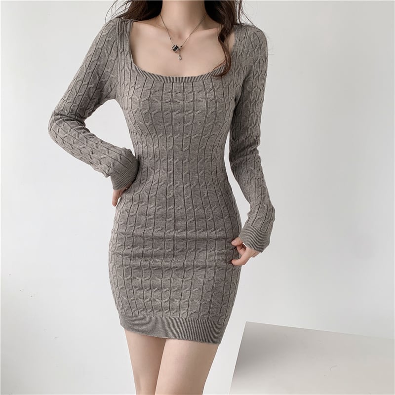 【dress】無地ニットワンピース　M18023