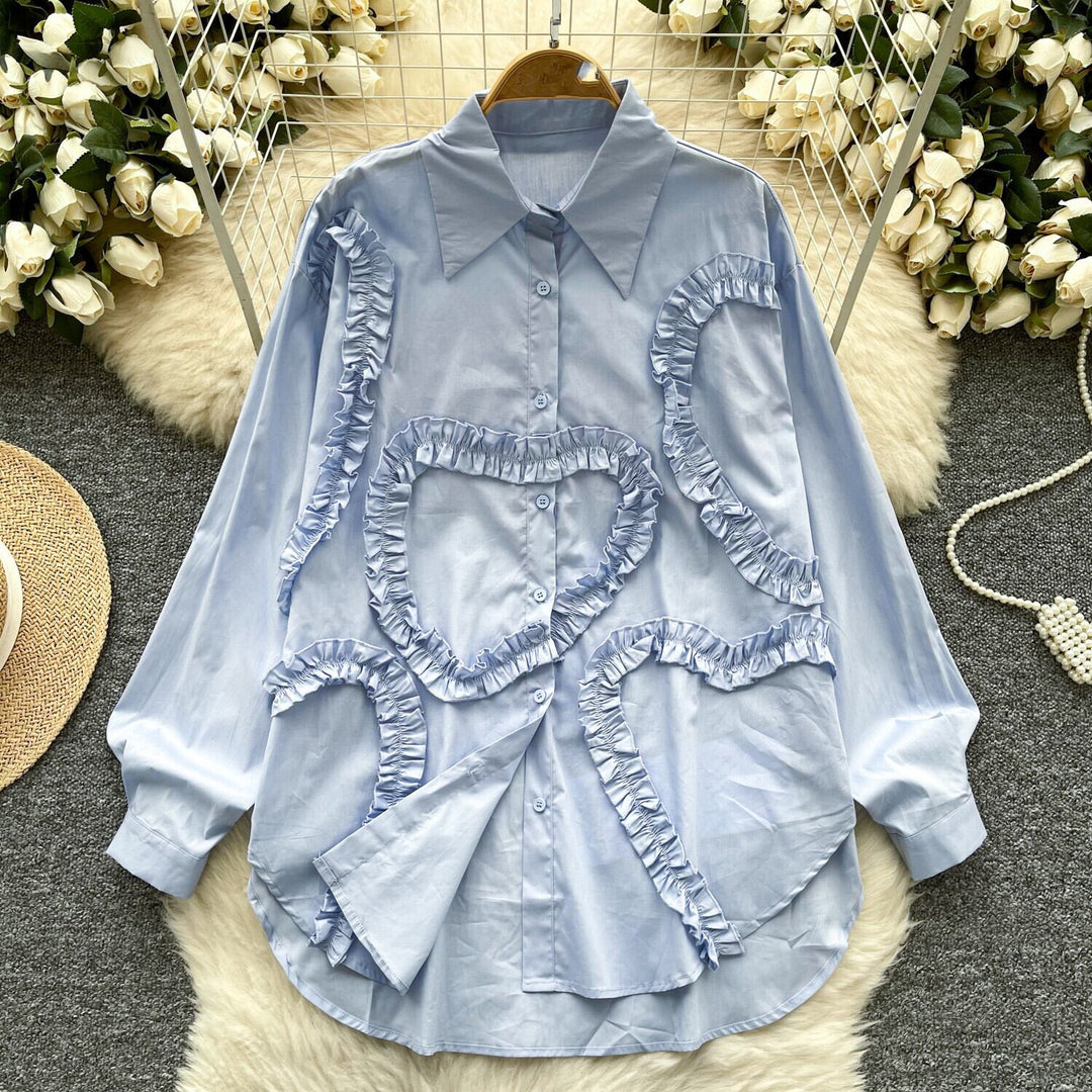 【tops】フリル人気デザインシャツブラウス　M29782