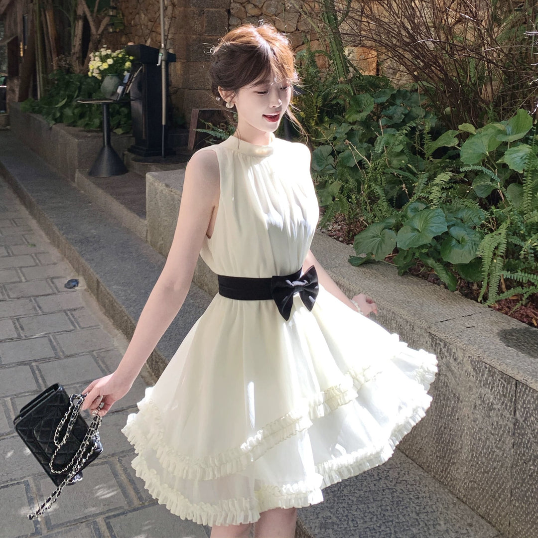 【dress】リボンベルト付きミニワンピース　N3580