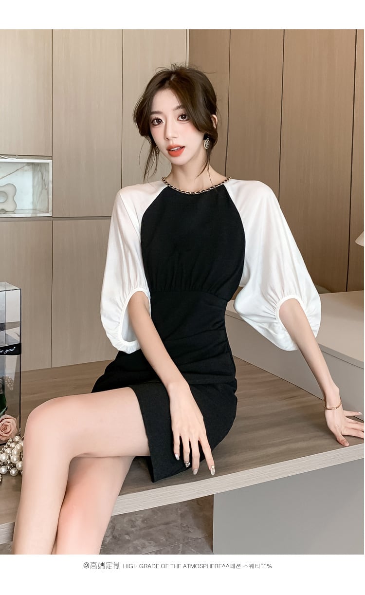 【dress】高級感 エレガント切り替えデートワンピース　M17499