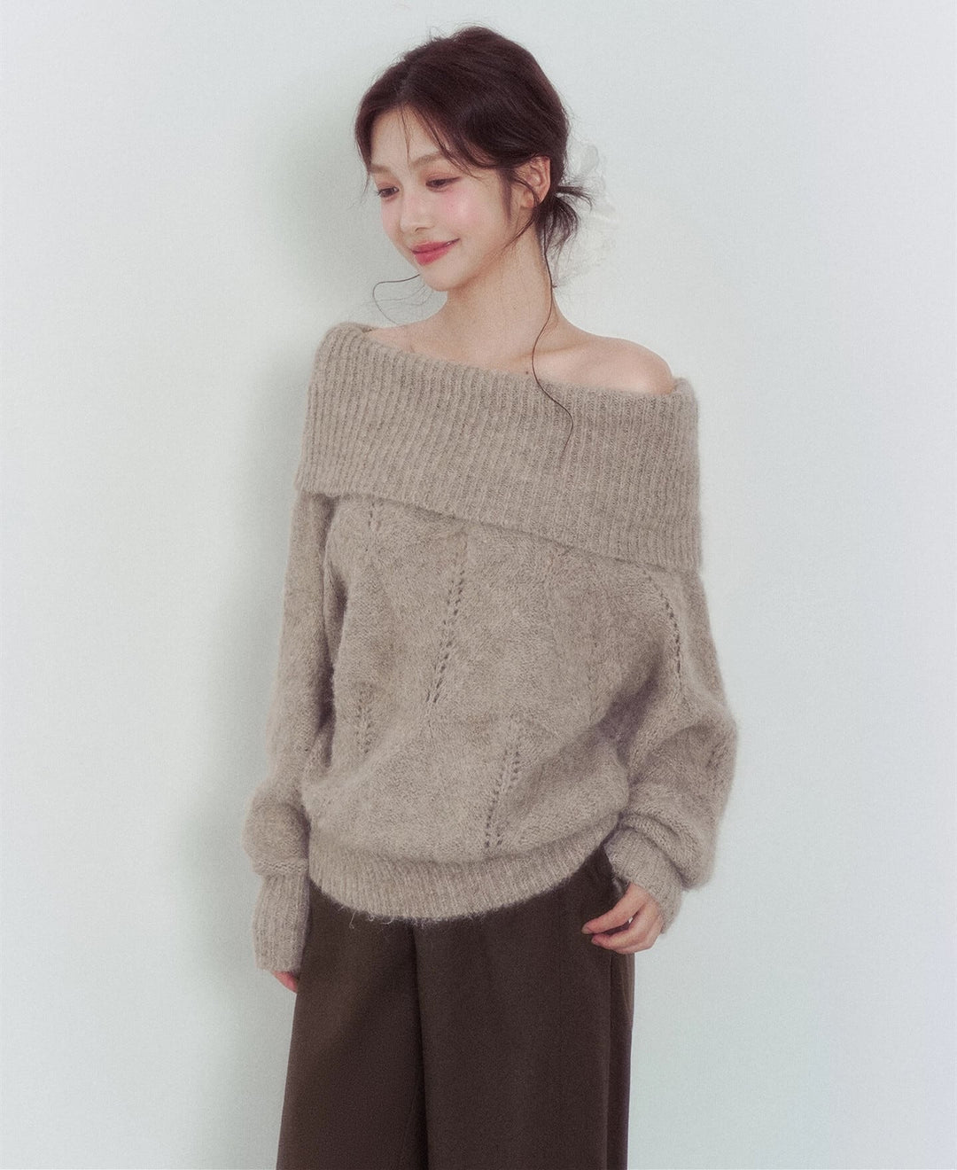 【tops】オフショルニットトップス　N3346