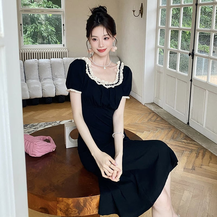 【dress】レース切り替えワンピース　M24334